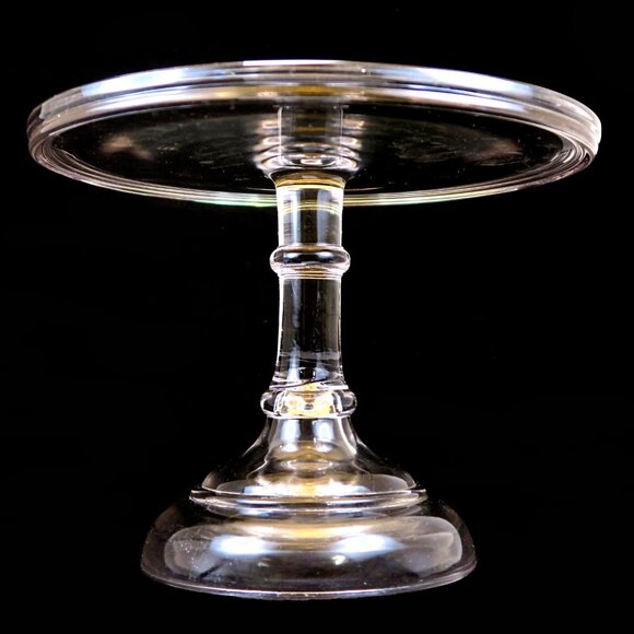 EAPG Flint Glass 9" Cake Stand - Antique Early 20th Century Stem Serving Platter - Picture 2 of 4